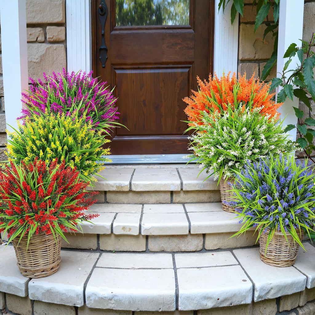 Ouddy Decor 24 Pcs Artificial Flowers for Outdoors Fake Lavender, Mixed