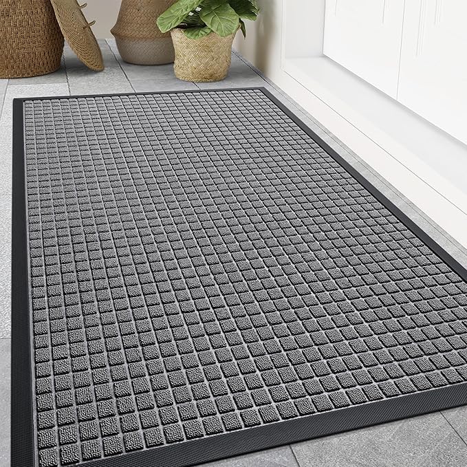 Smiry Front Door Mat Outside Entrance, Heavy Duty Natural Rubber Doormat by Smiry