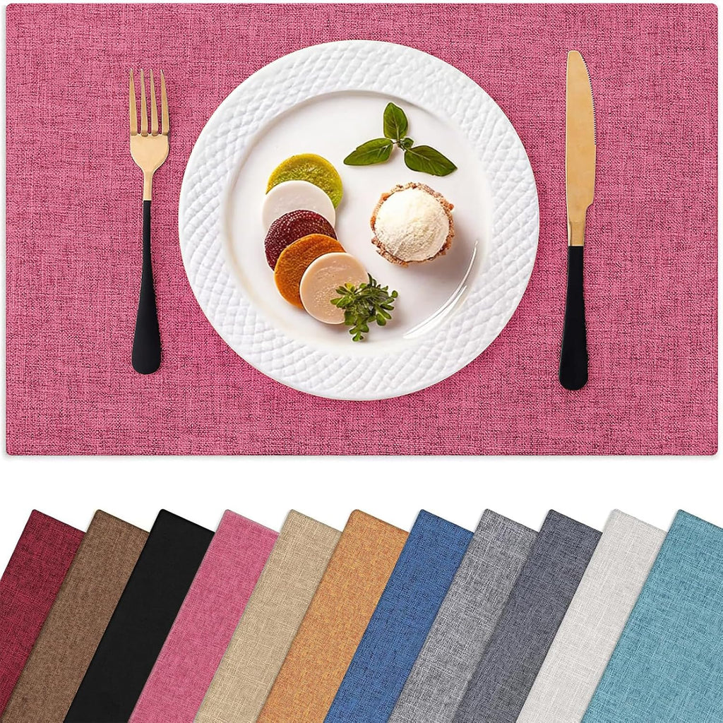 Homaxy Cloths Placemats for Dining Table Set of 6, 13" x 19", Beige