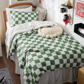 Bedsure Green Comforter Twin Size, Soft Checkered Bedding for Boys 2 Pcs