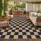 Lahome Colette Checkered Easy Jute 8x10 Rug, Washable Rugs - Image 2