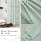 LAMIT Short Window Linen Curtains 36 Inch Length 2 Panels, Light Sage Light - Image 6