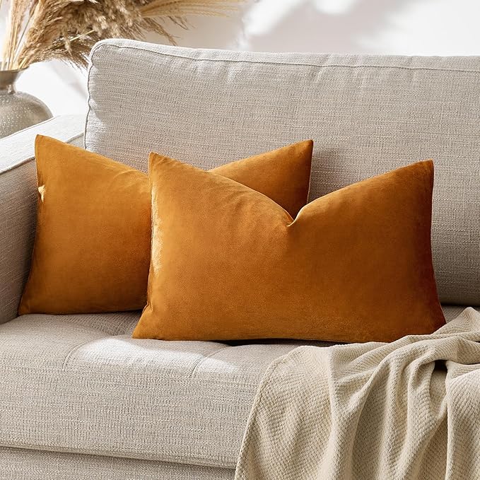 GIGIZAZA Cinnamon Orange Velvet Decorative Throw Pillow Covers - Image 4