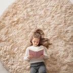 OLANLY Beige Round Rugs for Bedroom by OLANLY