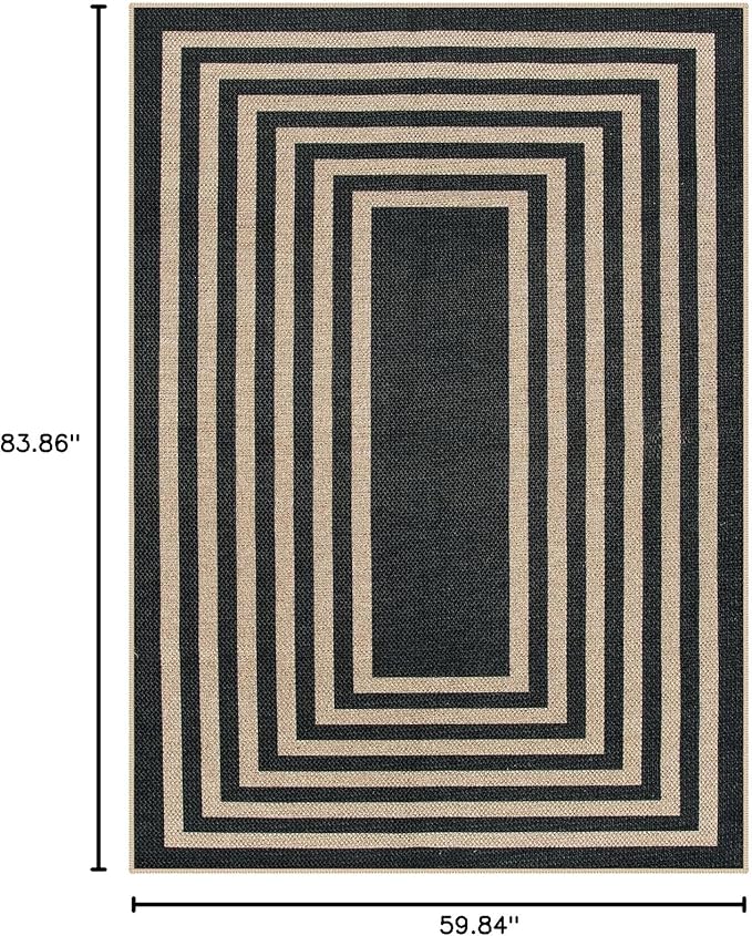 Lahome Enfys Modern Geometric Easy Jute Outdoor Rug, 5x7 Patio Living Room Rug - Image 2