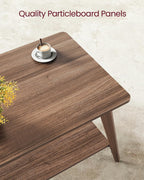 VASAGLE Coffee Table, 2-Tier Center Table with Storage, Tapered Legs
