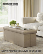 SONGMICS 43.3 Inches Folding Storage Ottoman Bench, Load 660 lb