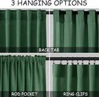 Nanspring Green Boho Curtains for Bedroom Back Tab Rod Pocket Semi Sheer Linen - Image 3
