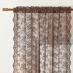 YJ YANJUN Vintage Lace Curtains 108 Inches Long-Victorian Floral Pattern Brown - Image 4