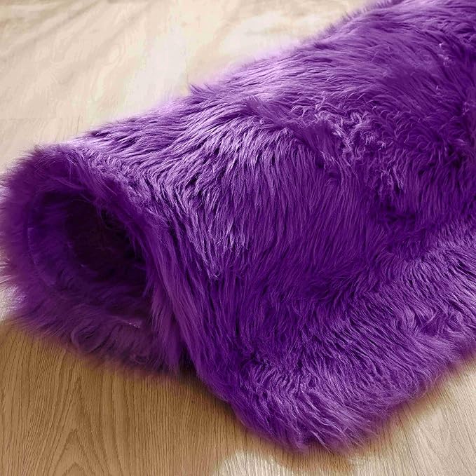 Goolela Purple Fluffy Sheepskin Rug 4x6 - Image 8