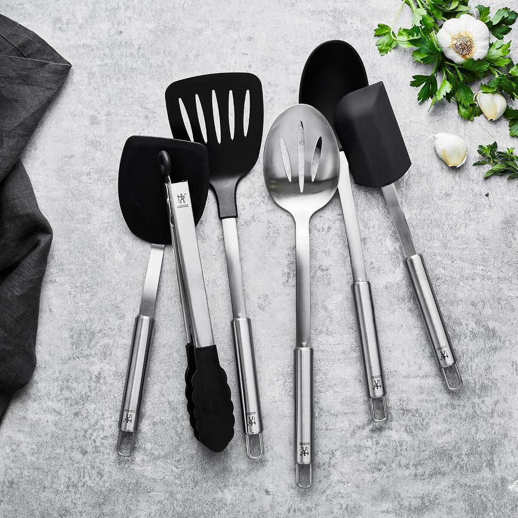 ZWILLING HENCKELS Cooking Tools 6-PC Kitchen Gadgets Sets with Spatula, Tongs, Cooking Spoon, 18/10 STAINLESS STEEL