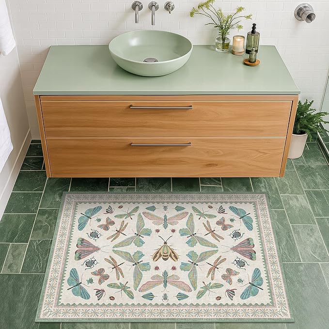 Hazo Haus Washable Boho Bathroom Rug 2x3, Small Throw Rugs by HazoHaus