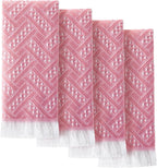 4 Pack Boho Hand Towel for Bathroom Kitchen, Mint Green