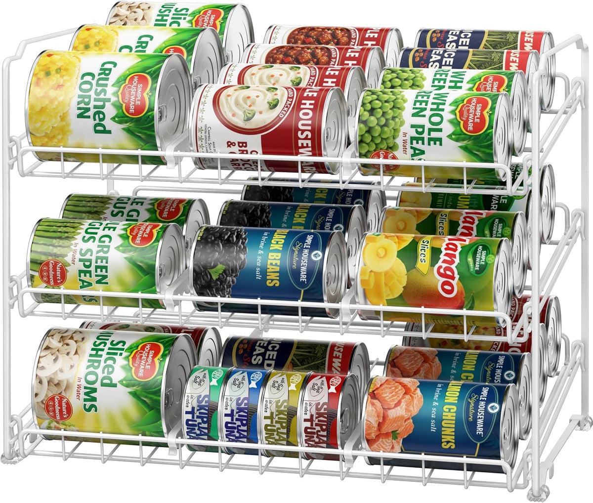 Simple Houseware 3-Tier Stackable Can Organizer Rack Hold 36 Cans, White