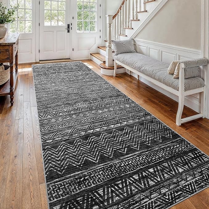 4x12 Washable Hallway Runner Rug：Moroccan Non-Slip Wide Runners by Ksrau