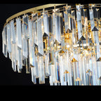 Gold Modern Round Top K9 Crystal Chandelier Lighting Fixture, 8 Lights Round K9 Crystal Adjustable Hanging Lamp for Dining Room Bedroom Living Room,Hallway,Bar,Kitchen W24''