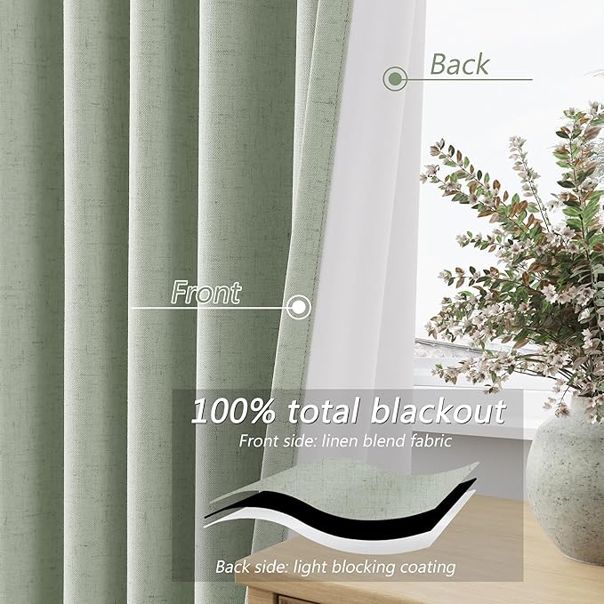 Guken 100% Blackout Curtains 72 Inch Length 2 Panels Set - Image 4