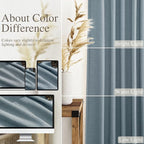 Nanspring Light Blue Linen Curtains Semi Sheer 96 Inches Long 2 Panels Set - Image 3