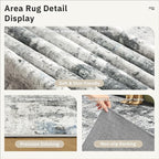 6x9 Abstract Area Rugs for Living Room 6 x 9 Washable Non Slip Low Pile Gray - Image 6