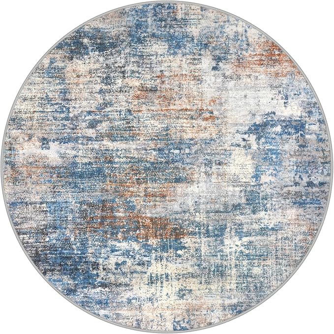 IOHOUZE Abstract Round Area Rug 8 Ft Washable Circle Rugs Large Round Rug Non - Image 9