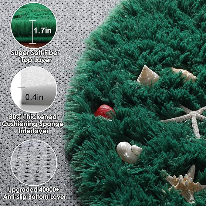 ONASAR Dark Green Round Area Rug 4ft, Soft Bedroom Circle Rugs - Image 2