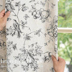 jinchan Linen Floral Curtains for Living Room 84 Inch Length Black Printed - Image 6