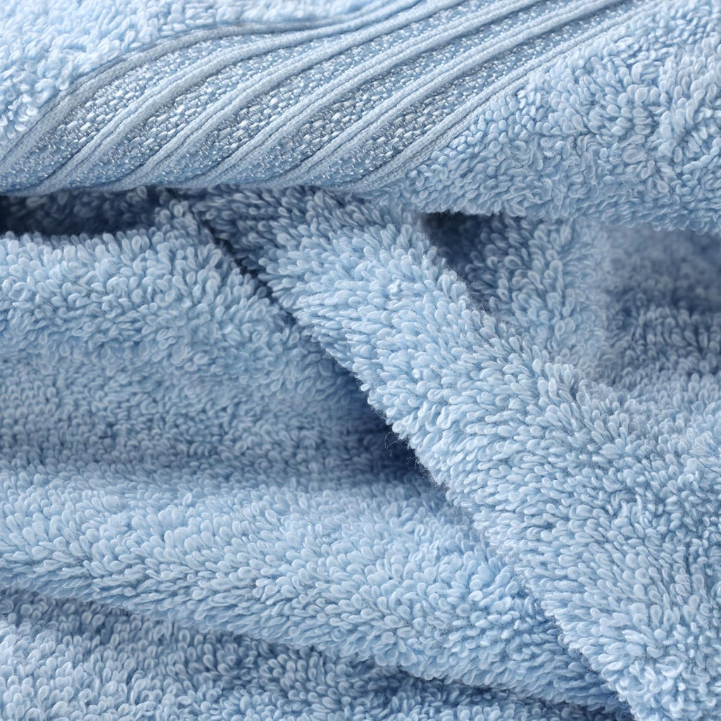 SUPERIOR Egyptian Cotton 6-Piece Towel Set, Bathroom Essentials, Towels for Bathroom, Apartment, Airbnb, Guest Bath, Face, Hand, Bath Towels, Washcloths, Absorbent, Fast Drying, Light Blue