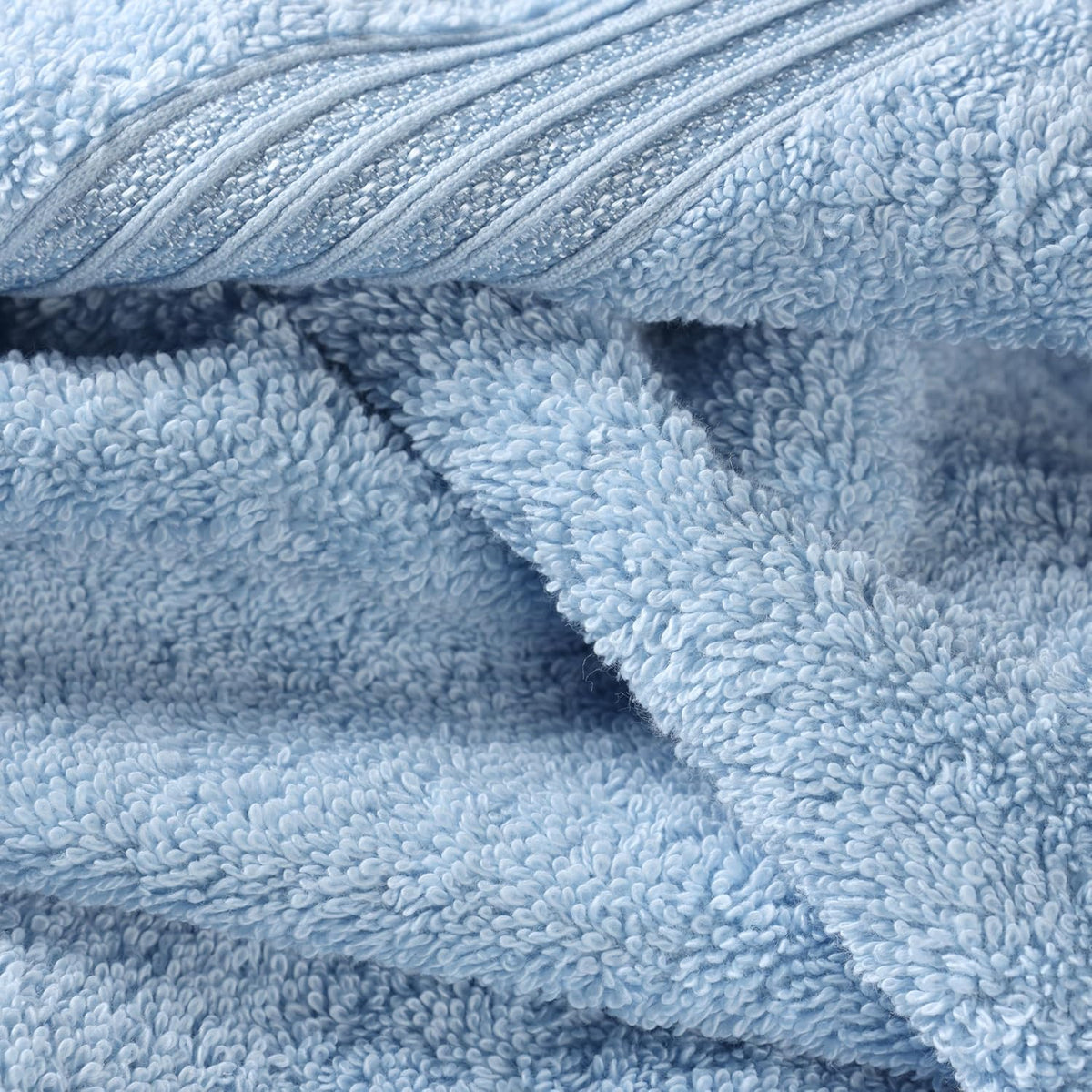 SUPERIOR Egyptian Cotton 6-Piece Towel Set, Bathroom Essentials, Towels for Bathroom, Apartment, Airbnb, Guest Bath, Face, Hand, Bath Towels, Washcloths, Absorbent, Fast Drying, Light Blue