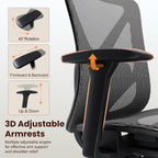 Ergonomic Office Chair, Mesh Computer Desk Chairs with BIFMA X5.1 Certified, Adjustable Lumbar Support, 3D Arm, Tilt Back, Wide Seat, Comfy Swivel Work Task Chair for Company and Home (Dawn Grey)