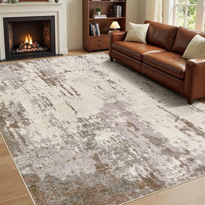 UERMEI Area Rug Living Room Rugs-Washable Neutral Modern Abstract Soft Thin - Image 2