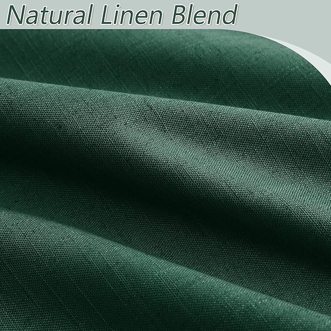 Guken Dark Green 100% Blackout Curtains 96 Inch Length 2 Panels Set - Image 3