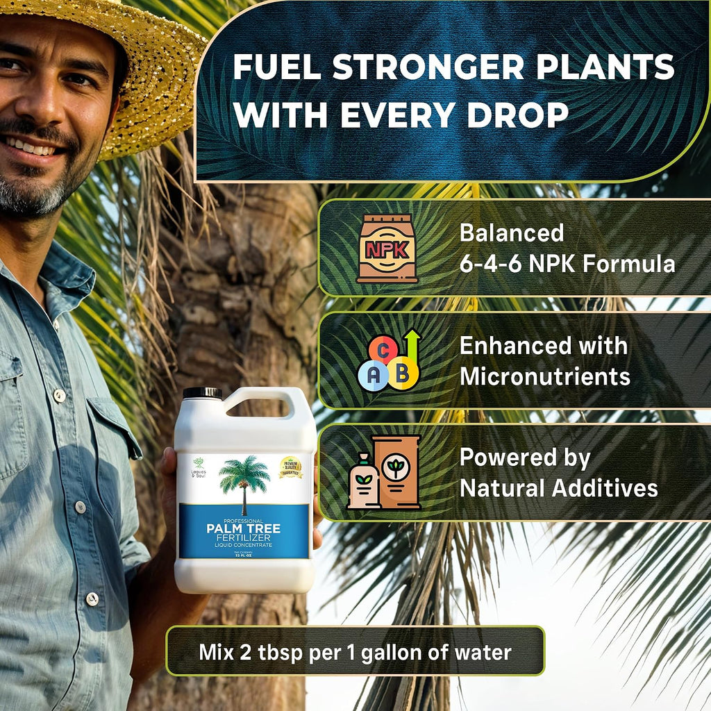 Leaves & Soul Palm Tree Fertilizer 6-4-6, Liquid Palm Plant Food, 32 oz