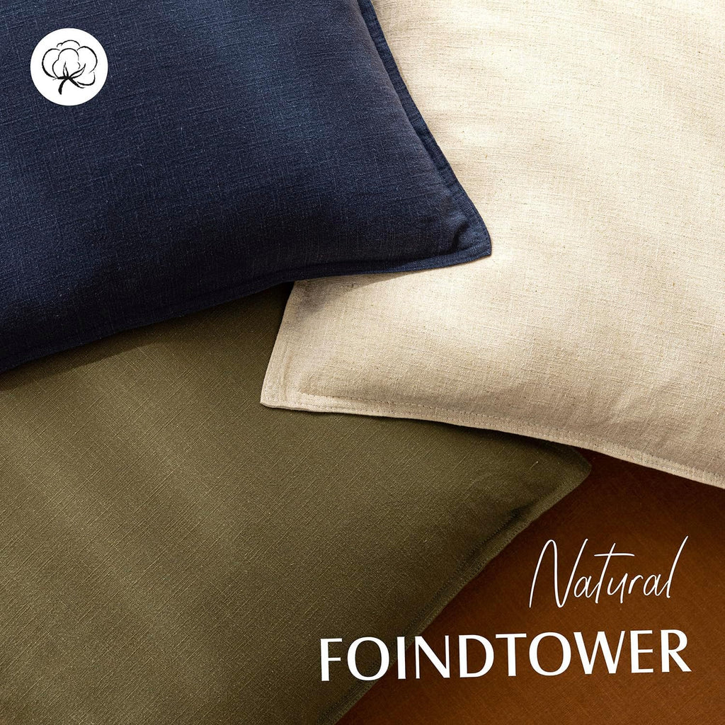 Foindtower Decorative Linen Lumbar Throw Pillow Covers 12x20 Natural Beige