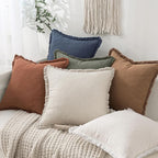 MIULEE Decorative Throw Pillow Covers Neutral Linen Fringe Throw Pillows Set of - Image 7