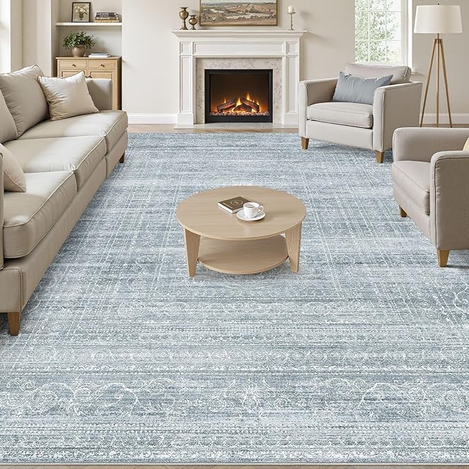 8x10 Area Rugs Living Room: Washable Large Neutral Soft Rug Farmhouse Stain by NakagishiAreaRug