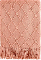 BOURINA Orange Throw Blanket 60x80 Inches Throw Textured Solid Soft Sofa Throw by BOURINA