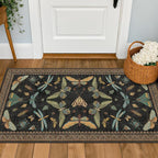 Small Black Entryway Runner Rug by HazoHaus
