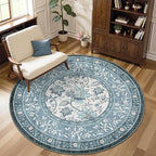 GarveeHome Misty Blue Botanical Grove 6ft Round Rug, Small Circle Vintage - Image 4
