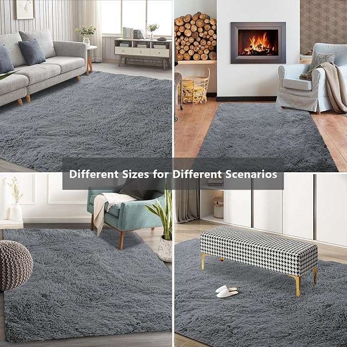 10X14 Large Shag Area Rugs for Living Room Bedroom, Big Soft Purple Fluffy Rug - Image 7