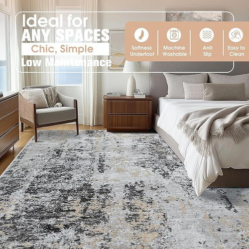 10x14 Area Rugs for Living Room Rug Washable: Abstract Large Rug Indoor Modern - Image 2