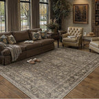 8x10 Washable Area Rug for Living Room Bedroom Vintage Brown Non Slip Carpet - Image 5