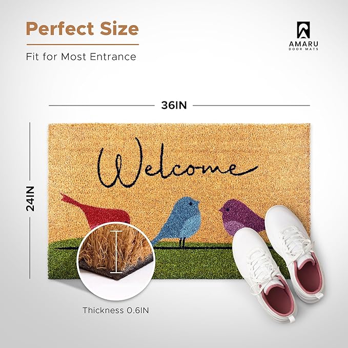Colorful Birds - 24"x36" - Coir Door Mat - Welcome Mats - Image 2