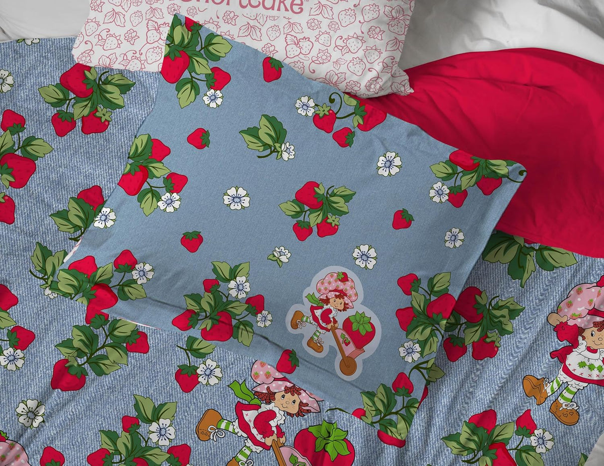 Strawberry Shortcake Twin Comforter Set 5 Piece Kids Bedding, Blue
