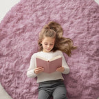 OLANLY Blush Round Rugs for Bedroom by OLANLY