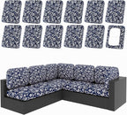 hyha 12Pcs Patio Cushion Covers, Stretch Outdoor Couch Cushion Covers by hyha
