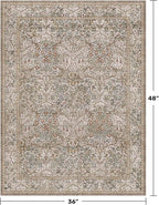 Vintage Moss Green Entryway Rug, 3x4 Washable Area Rugs - Image 2