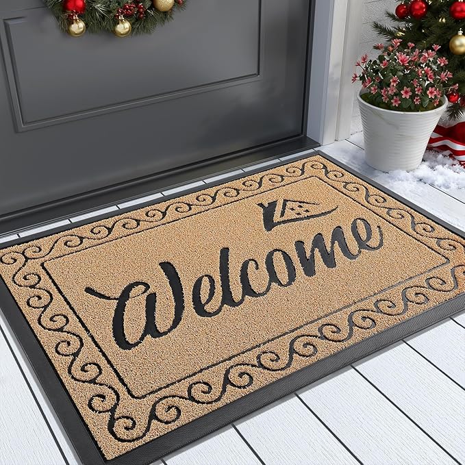 Yimobra Welcome Mat Outdoor Indoor, Waterproof Heavy Duty Front Door Mat by Yimobra