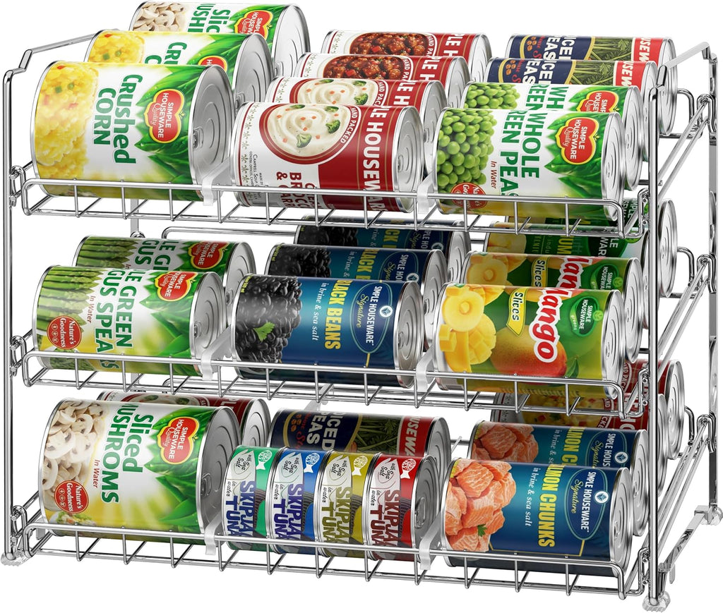 Simple Houseware 3-Tier Stackable Can Organizer Rack Hold 36 Cans, Chrome