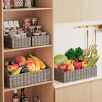Pantry Baskets Organization, Wicker Storage Bin Shelf Grey