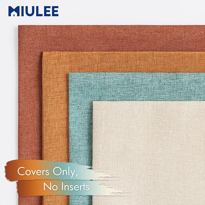 MIULEE Pack of 4 Decorative Outdoor Throw Pillow Covers Linen Waterproof Pillow - Image 5